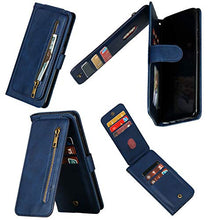 Miagon Cerniera Portafoglio Custodia per Samsung Galaxy A7 2018,Pelle Cover Flip Custodia Antiurto con 9 Slot per Schede Cinturino da Polso Kickstand,Blu