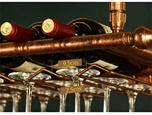 Alqn Portabottiglie da parete Scaffale di stoccaggio in ferro metallico nel bar Loft Soffitto a parete Appeso Vino Calici in vetro Champagne Calici Portabottiglie Portabottiglie da vino Multi-Size,Br