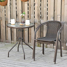 Outsunny Set Tavolo Pieghevole e 2 Sedie da Giardino in Acciaio e Rattan PE, Arredamento da Esterno da 3 Pezzi Marrone
