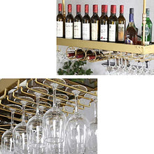 IAIZI 2- in-1 Wine Rack - Wall Hanging Titolari Ferro Bicchiere di Vino E Bottiglie di Archiviazione [Altezza Regolabile 30-60cm] - Bronzo Struttura del Soffitto Calici Rack (Size : 120cm)