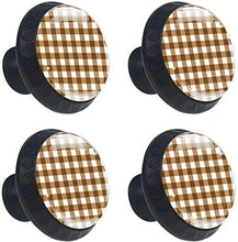 Modello scozzese marrone chiaro marrone scuro Pomelli per Porta Set di 4 Pomelli per Mobili Manopole per Cassetti Cucina Armadio Vetro