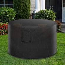 Alfheim Coperture per Set Arredo Giardino con Condotto dell'Aria, Impermeabile Telo Protettivo per Tavolo e Sedie da Esterni, Anti-UV A Prova di Vento Tessuto Oxford 600D, Il Giro(Ø128 x 71cm) - Nero
