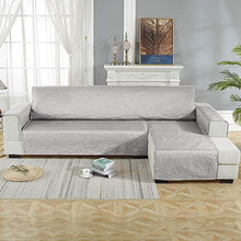Willkey - Copridivano ad angolo, trapuntato, stampato, protezione divano angolare a destra, impermeabile, antiscivolo, per bambini e animali da compagnia, grigio, 240cm gauche