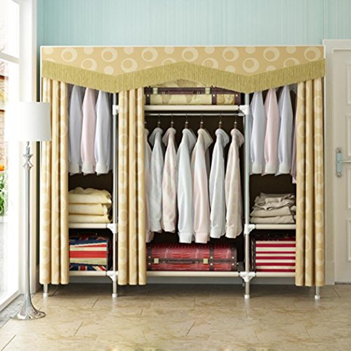 LyMei Armadio Guardaroba Assemblaggio Guardaroba Armadio Guardaroba Portatile 25MM Armadio in Acciaio Inox a Doppia conservazione, 168 * 45 * 172cm
