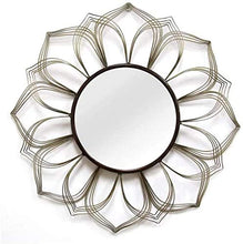 Specchio per vanità Rotondo a Parete, Petali di Fiori in Ferro battuto Trucco del Bagno Astratto