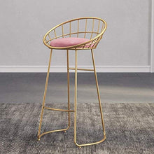LWW Sgabelli, Ferro colazione pranzo Sgabello per la cucina Bancone casa Sedia per uso professionale Sgabello con schienale alto,Oro,70 cm