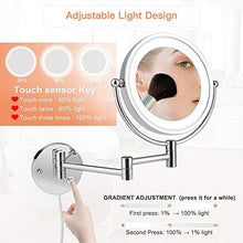 MRJ Specchio Ingranditore da Trucco, Specchio da Bagno, Specchio Cosmetico Illuminato Ingradimento 10X con Luce LED, Cromato in Metallo