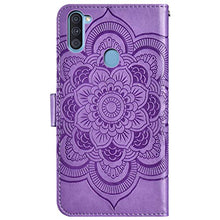 URFEDA Pelle Libretto Custodia Compatibile con Galaxy A11 Cover Libretto Portafoglio 3D Girasole Fiore Di Mandala Case Antiurto Cover Silicone Morbido Custodia Magnetico Taccuino Flip Custodia Viola