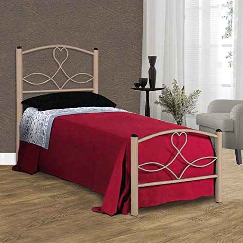 SomnusSana Letto in Ferro Battuto Singolo modello NAPOLI Prodotto Artigianale Italiano Disponibile in vari colori Misure 80x190 (Avorio Anticato)
