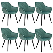 WOLTU BH153ts-6 Sedie Cucina Moderne Poltrona per Camera da Letto Soggiorno in Velluto Turchese Gambe di Metallo 6 Pezzi