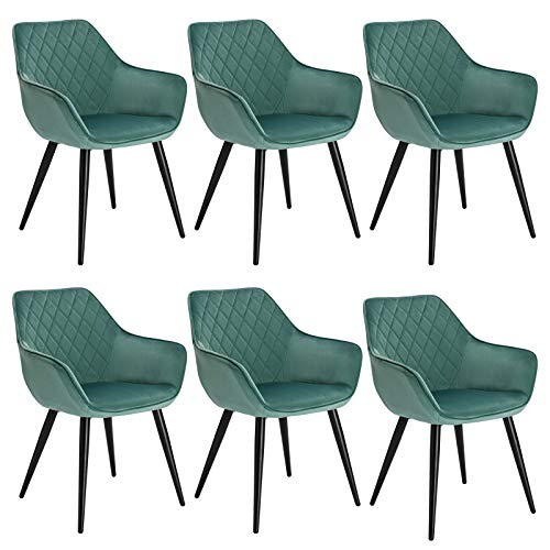 WOLTU BH153ts-6 Sedie Cucina Moderne Poltrona per Camera da Letto Soggiorno in Velluto Turchese Gambe di Metallo Pezzi