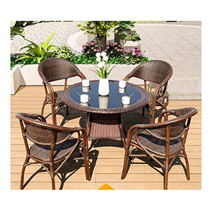 HLZY Tavolo in Vimini in Rattan mobili in Patio e Set Sedia, Tavolo da Stiro Patio Set tavolino da caffè con Conversazione tavolino da caffè Conversazione Patio all'aperto (4 Pezzi)