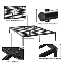 WGYDREAM Letto Base per Rete Solida in Metallo con Struttura del Letto Singolo Nera per Ampio Spazio di Archiviazione per Adulti, Senza Attrezzi per Il Montaggio, 200x140 Cm