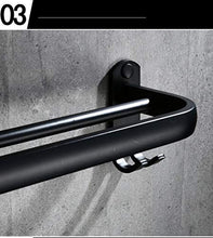 Portasciugamani da bagno nero doppio da 50 cm Porta asciugamani a parete nero con portasciugamani in alluminio