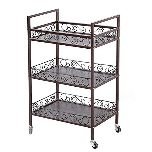 YIN YIN Carrello per Ripiani Carrello for Ripiani, Appendiabiti da Terra in Ferro battuto Bellissimo e Facile da Pulire Appendiabiti for Parrucchiere Multistrato, 2 Colori 51X33X81CM Carrello a rulli