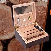 Sigari-Portasigarette Scatola di sigaro idratante in legno massello di cedro semplice moderno europeo, sistema di raffreddamento ad aria a 360 ° Prospettiva Design della finestra Igrometro esterno Dop