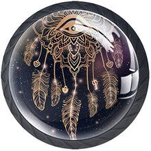 Indian Dreamcatcher Magic Eye Feathers Tribal Pomelli per Porta Set di 4 Pomelli per Mobili Manopole per Cassetti Cucina Armadio Vetro