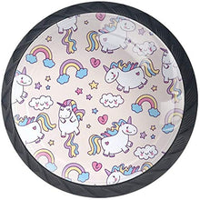 Simpatico cartone animato Unicorns Rainbow Clouds Pomelli per Porta Set di 4 Pomelli per Mobili Manopole per Cassetti Cucina Armadio Vetro