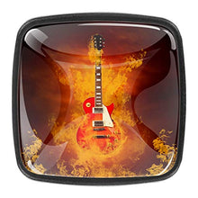 Chitarra rock in fiamme Pomelli per Porta Set di 4 Pomelli per Mobili Manopole per Cassetti Cucina Armadio Vetro
