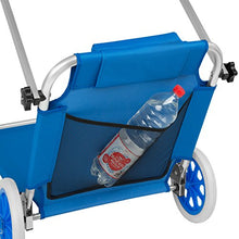 TecTake 800536 - Lettino da Spiaggia con Ruote, Tettuccio Parasole Regolabile Alluminio 176 cm - Disponibile in Diversi Colori (Blu | Nr. 402784)
