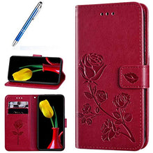 Robinsoni Cover Compatibile con Samsung Galaxy J8 2018 Case Scintillare Glitters Lucido Portafoglio Libro Custodia Retro 3D Rosa Stampato Pelle PU Libretto Cover Foglio Flip Magnetica Caso, Rosso
