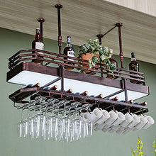 Porta Bicchiere di Vino Sottosopra Portabottiglie da Soffitto Metallo di Ferro Ripiano Decorativo per Bar Ristorante Cucina Creativa Famiglia,Ottone,100 * 35cm