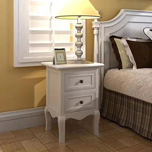 Zora Walter - Comodino con 2 cassetti, in MDF, Colore: Bianco Comodino per Camera da Letto, Misura 34,5 x 30 x 49 cm (Lunghezza x Larghezza x Altezza).