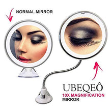 Belleashy - Specchio da trucco a LED, con ingrandimento 10x, regolabile, girevole a 360°, flessibile, Espelho, da barba portatile, illuminato per il bagno