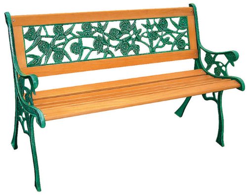 Panchina da giardino con rose in ghisa – Panca da giardino in legno duro