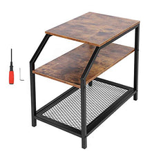 AYNEFY - Tavolino industriale con 3 ripiani, comodino, comodino, comodino, consolle per soggiorno, camera da letto, 36 x 60 x 60 cm