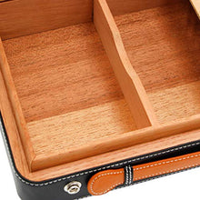 FHUILI Cigar Humidor, Legno di Cedro di Cuoio di Legno Portatile di Viaggio Cigar Humidor Accessori Fumatori, Artigiano a Mano,Nero