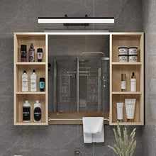 WRRAC-specchio Armadio di stoccaggio a Parete Armadietto per Il Trucco del Bagno con Ripiani Interni a 3 Livelli per vanità, Camera da Letto Soggiorno, Colore del Legno