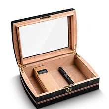 Minmin Cassa di sigaretta Cigar Box Desktop Cigar Humidor Cedar Wood con il termometro Sigaro Black Box, 330x230x100mm accessori del sigaro (Size : 330x230x100mm)