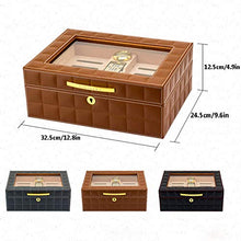 ZWSM Sigaro Humidor Fatto a Mano Sigaro di Legno Box Desktop Humidor Cedar Divider con Igrometro e Umidificatore può Ospitare 40-50,Nero