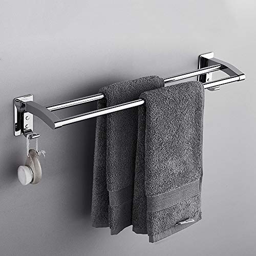 WWWANG - Portasciugamani da Bagno in Acciaio Inox a Doppio Polo, per Bagno o Cucina, Montaggio a Parete, Porta Asciugamani Cromato, 52 cm