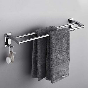 WWWANG - Portasciugamani da Bagno in Acciaio Inox a Doppio Polo, per Bagno o Cucina, Montaggio a Parete, Porta Asciugamani Cromato, 52 cm