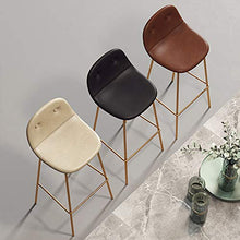 HXSM Sgabello da Bar in Similpelle Sgabelli da Cucina in Metallo Moderno con Schienale E Poggiapiedi Sedia da Pranzo in Stile Industriale 65/75cm Beige Marrone Verde Nero