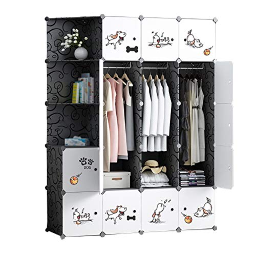 Locker 3-Guardaroba Armadio Rimovibili di Plastica 17-Porta 8-Gitter Scaffali Vestiti Home Camera Nero 147X47X183CM MUMUJIN (Color : B)