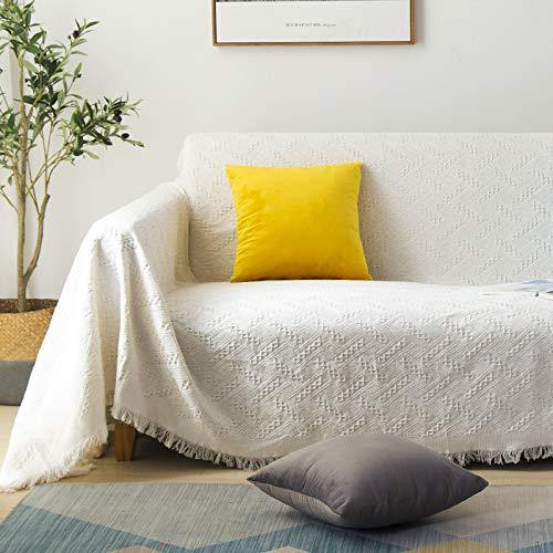 Copridivano Moderno in Tinta Unita con Tessuto Copridivano in Pizzo Panno per Divano Resistente allo Sporco Asciugamano Antiscivolo Cuscino per Divano AntiGraffio Copridivano Decorativo - Arredi Casa