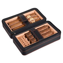 NIHAOA Accessori del Sigaro Pelle corrosione Caso Cigar Humidor Viaggi, Legno di Cedro Foderato con umidificatore e Rimovibile vassoi, Portable Light Weight Cigar Box Gift Set Buon apporto di umidità
