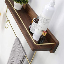 ABBD Mensola Bagno retrò Contenitore in Legno massello fissato al Muro con portasciugamani in Ottone, vano Doccia per lavandino del Bagno-A