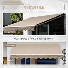 Outsunny Tenda da Sole Avvolgibile a Parete a Braccio Manuale con Manovella per Esterno Tessuto di Poliestere Alluminio 365 × 250cm Beige