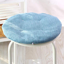 Mobili Comodo Cuscino per Sedile Morbido,Cuscino Rotondo in Lino,Cuscino per Sedile in Tinta Unita Antiscivolo,Cuscino per Sedia Cuscino per Sedia da Pranzo con Lacci Blu Lago D50cm(20 Pollici)