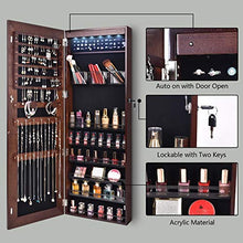 LLGHT Armadietto per Gioielli Sospeso, Armadio a Specchio con Illuminazione Interna a LED, Organizer per Gioielli con Specchio a Figura Intera, per La Camera da Letto di Trucco