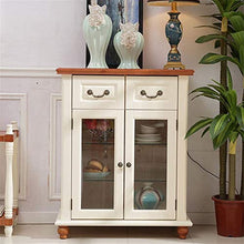 XINMUHE-Z Armadio Laterale da Pranzo in Legno Massello, in Stile Mediterraneo Bianco Latte, con 2 Cassetti, Lussuoso Ed Elegante Mobile Contenitore