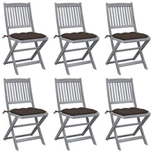 vidaXL Sedie da Giardino Pieghevoli 6pz con Cuscini in Massello Acacia