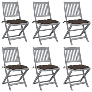 vidaXL Sedie da Giardino Pieghevoli 6pz con Cuscini in Massello Acacia