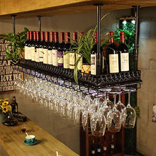 LANA Porta Vino Scaffale Vino Metallo, Hanging Porta Bottiglie e Vetro Parete Regolabile Mensola, Supporto Bottiglie for Bar/Governo/Cucina, Nero (Size : 120CM)