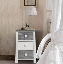 Rebecca Mobili Comodino con 3 cassetti Bianco, Stile Shabby, Legno Paulownia, per Camera Bagno - Misure: 56 x 37 x 27 cm (HxLxP) - Art. RE4160