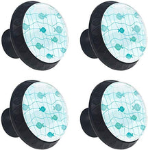 Reticolo netto verde dell'acquerello dei pesci Pomelli per Porta Set di 4 Pomelli per Mobili Manopole per Cassetti Cucina Armadio Vetro